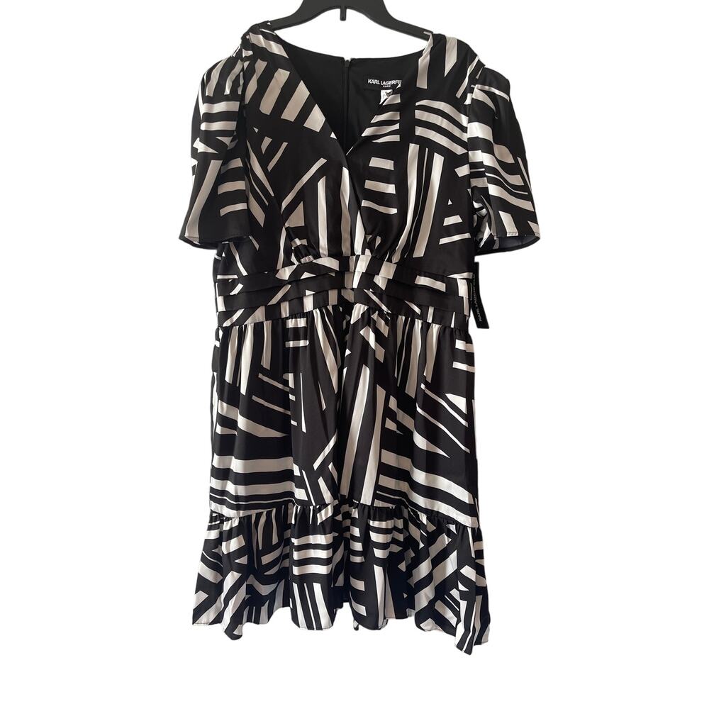 Karl Lagerfeld Black and White Ruffled Tiered Sundress